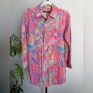 Lauren Ralph Lauren Paisley Button Down Shirt Multicolor Small